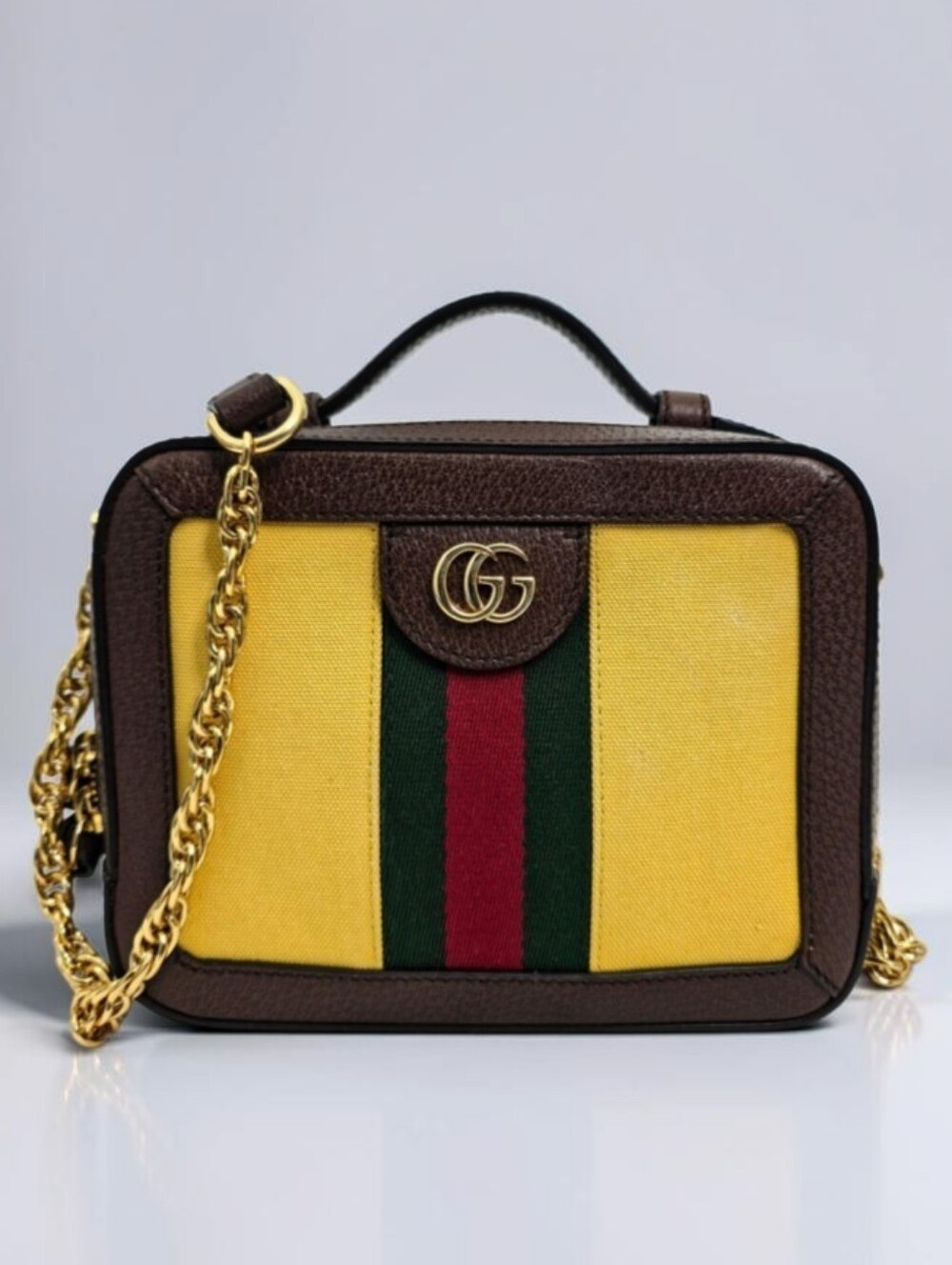Gucci Canvas Textured Web Mini Ophidia Top Handle Shoulder Bag